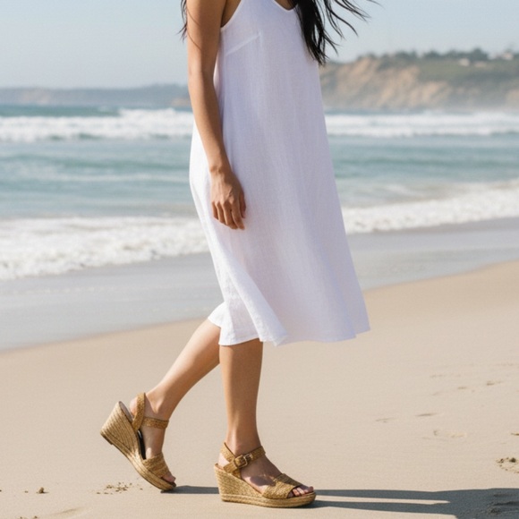 Stuart Weitzman Natural Woven Wedge Sandals Size 8.5 - Picture 1 of 12